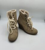 Botine dama  H& M 38 imitatie de piele , maro  (imblanite)