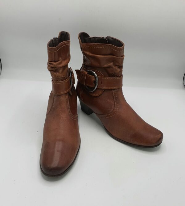 Botine  dama 39 imitatie de piele , piele , maro - imagine 1