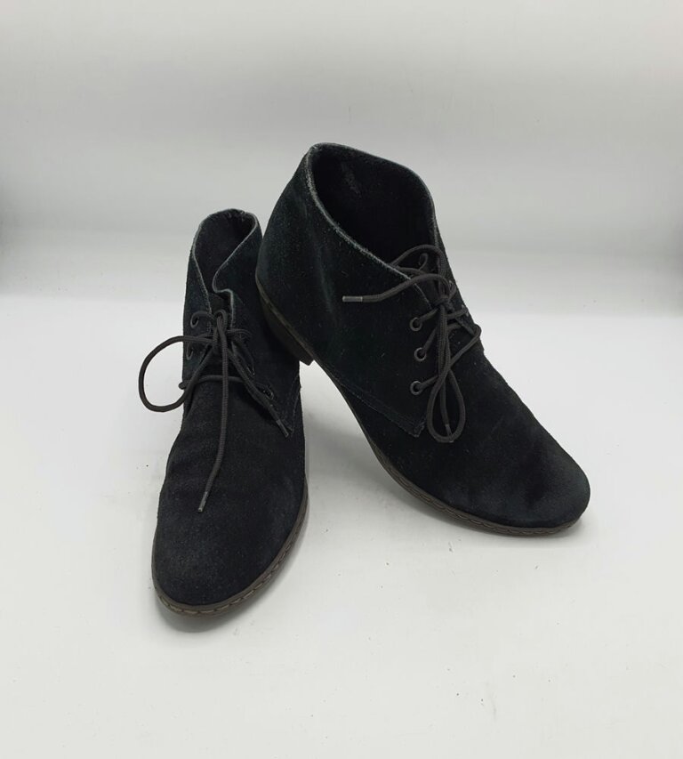 Botine dama  Rieker 37 piele intoarsa , negru - imagine 1