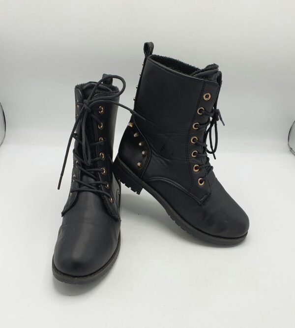 Ghete dama 36 , imitatie piele , negru - imagine 1