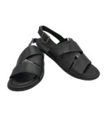 Sandale barbati Salamander 42, piele , negru - imagine 3