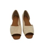 Sandale dama Ideal Shoes 40, material textil, crem - imagine 2