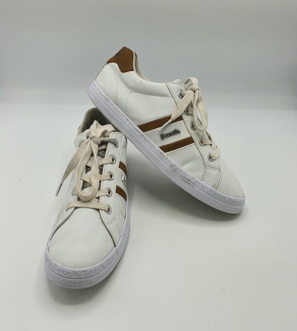Adidasi dama imitatie piele, Bench marimea 38, albi cu maro - imagine 1