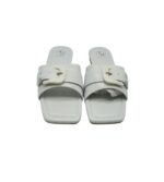 Saboti dama Franco Banetti 37, imitatie de piele, alb - imagine 3