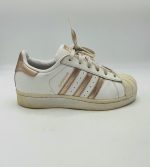 Adidasi dama din piele Adidas Superstar marimea 38, albi cu maro