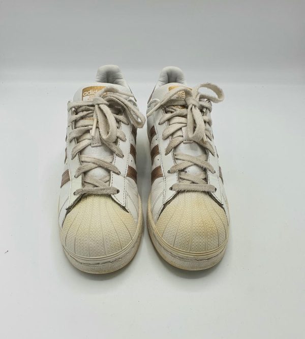 Adidasi dama din piele Adidas Superstar marimea 38, albi cu maro - imagine 3