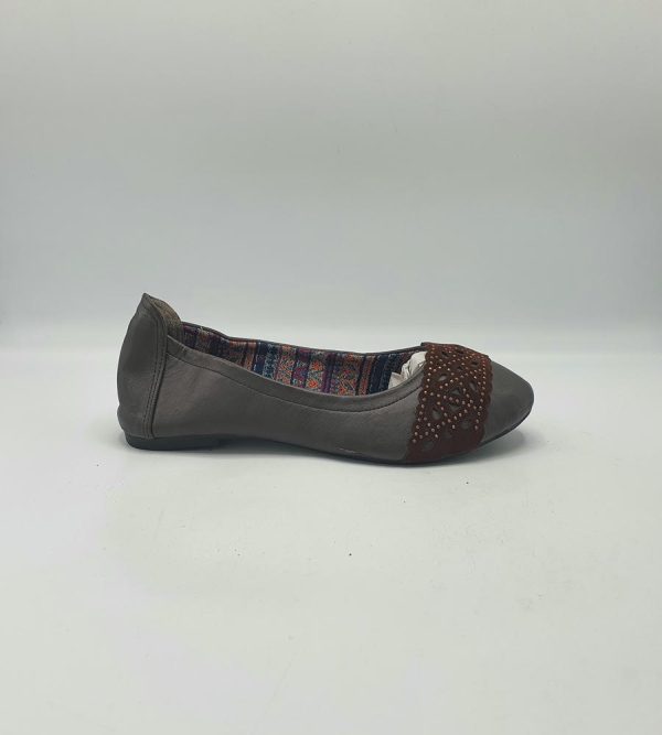 Balerini dama Boc 39 , imitatie de piele , gri maro - imagine 1