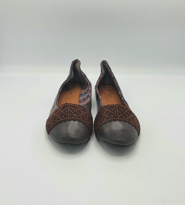 Balerini dama Boc 39 , imitatie de piele , gri maro - imagine 3