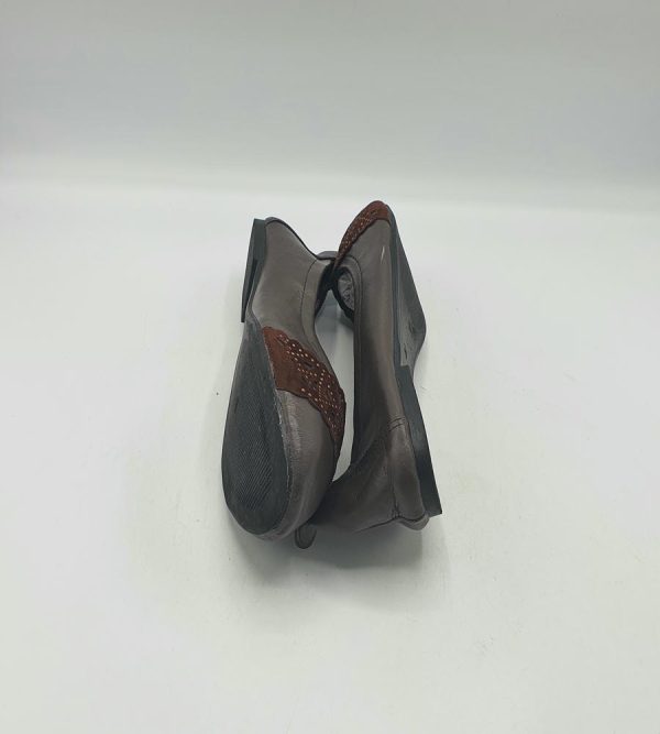 Balerini dama Boc 39 , imitatie de piele , gri maro - imagine 4