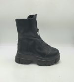 Botine dama Kisser , imitatie piele , negru , imblanite