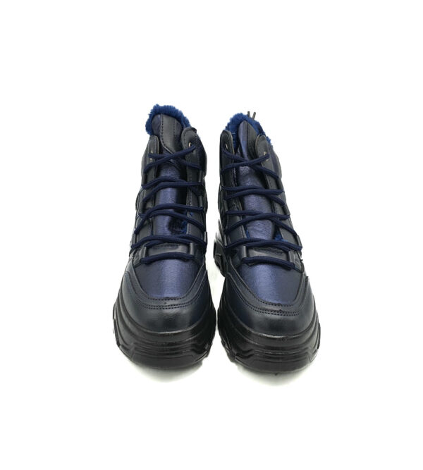 Ghete dama Franco Banetti 38 , imitatie de piele, negru albastru , imblanite - imagine 3