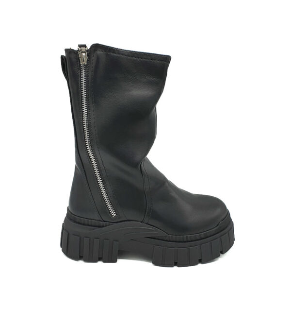 Cizme dama Franco Banetti imitatie de piele , negru , imblanite - imagine 1