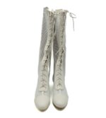 Cizme dama My♥U imitatie de piele , material textil , alb - imagine 3