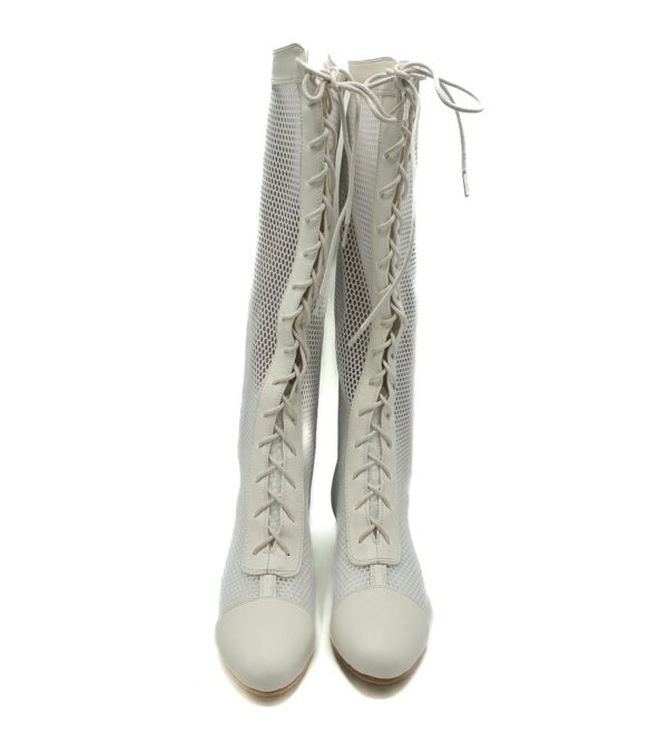 Cizme  dama My♥U imitatie de piele , material textil , alb - imagine 3