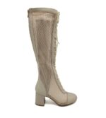 Cizme dama My♥U imitatie de piele , material textil , crem