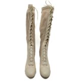Cizme dama My♥U imitatie de piele , material textil , crem - imagine 3
