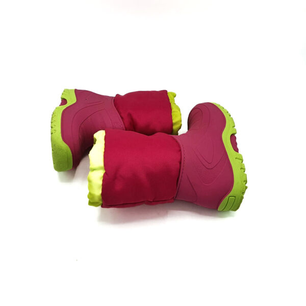 Cizme copii 25 , material textil , alte materiale , rosu verde , imblanite - imagine 4
