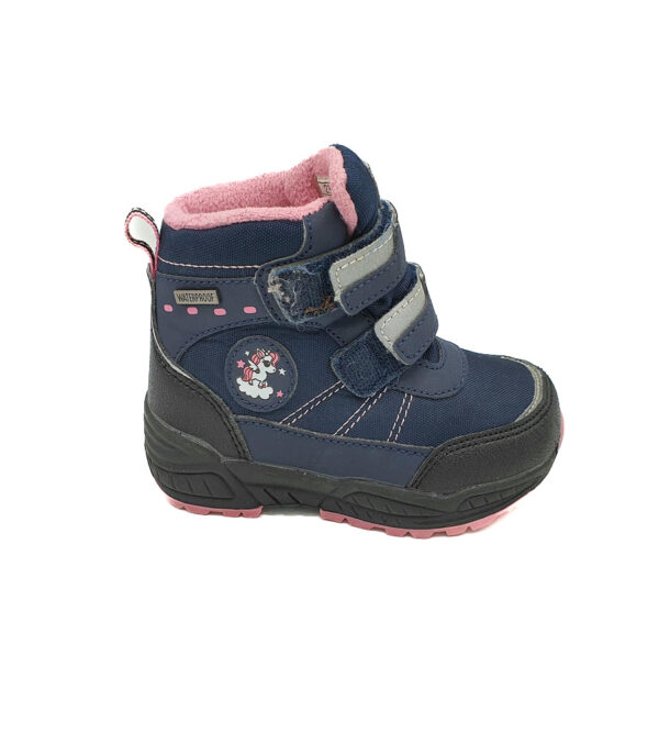 Ghete copii 23 , imitatie piele , material textil , bleumarin negru , waterproof - imagine 1