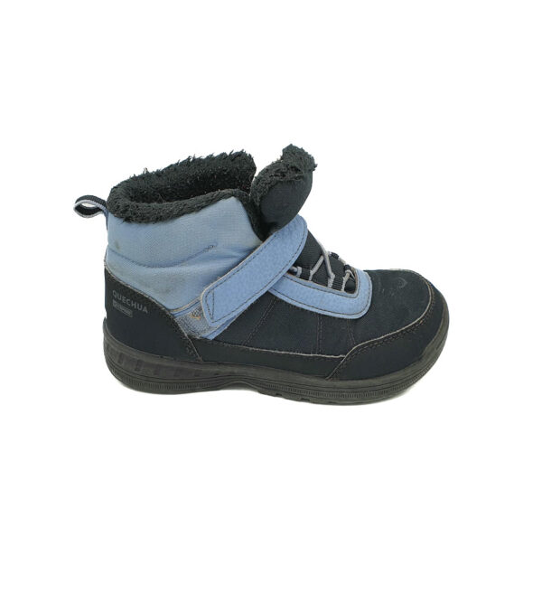 Ghete copii Quechua 31, material textil , imitatie piele , negru albastru , imblanite , waterproof - imagine 1