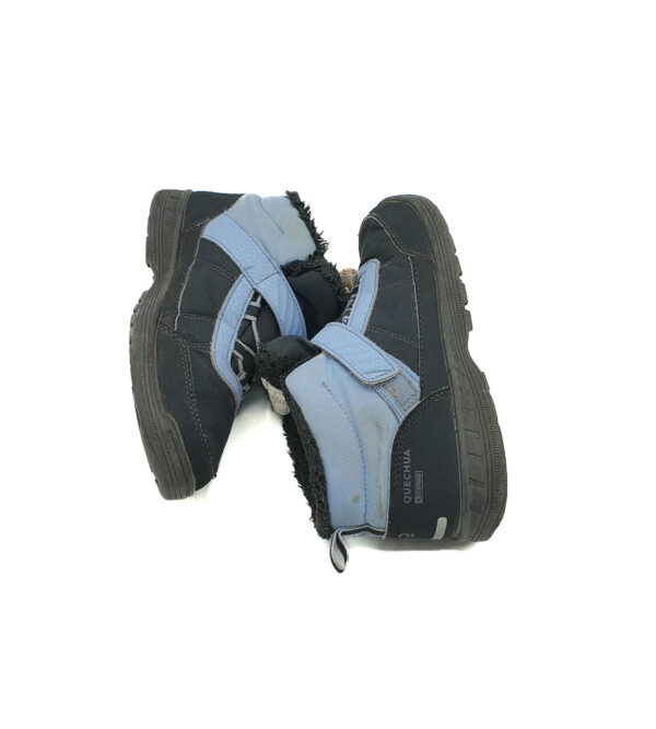 Ghete copii Quechua 31, material textil , imitatie piele , negru albastru , imblanite , waterproof - imagine 4