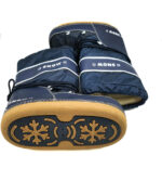 Cizme dama 38 imitatie de piele , material textil , albastru alb , imblanite - imagine 4