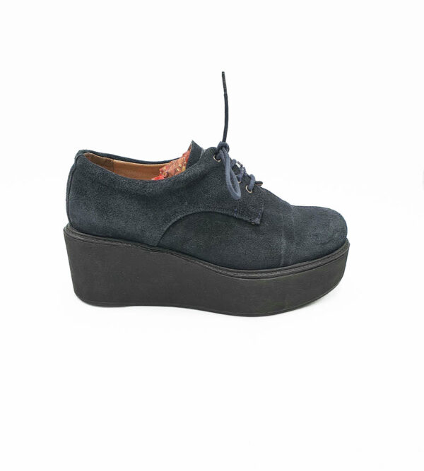 Botine dama Pottela 39 , piele intoarsa , bleumarin - imagine 1
