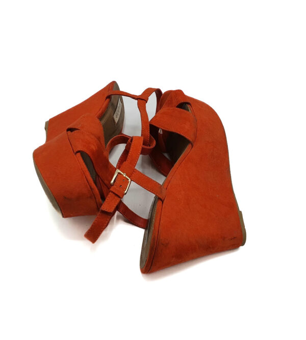 Sandale dama Zara 40 material textil , portocaliu - imagine 4