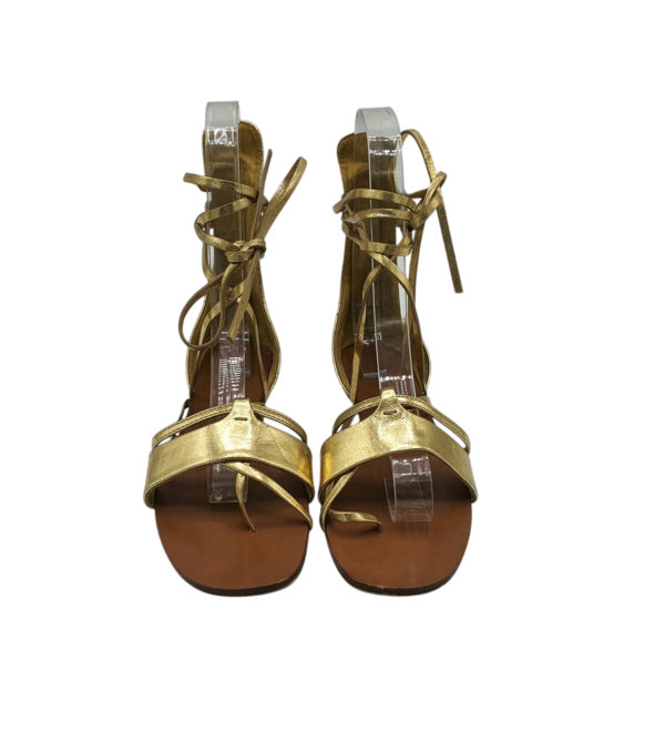 Sandale dama Zara 37 imitatie de piele , auriu - imagine 3