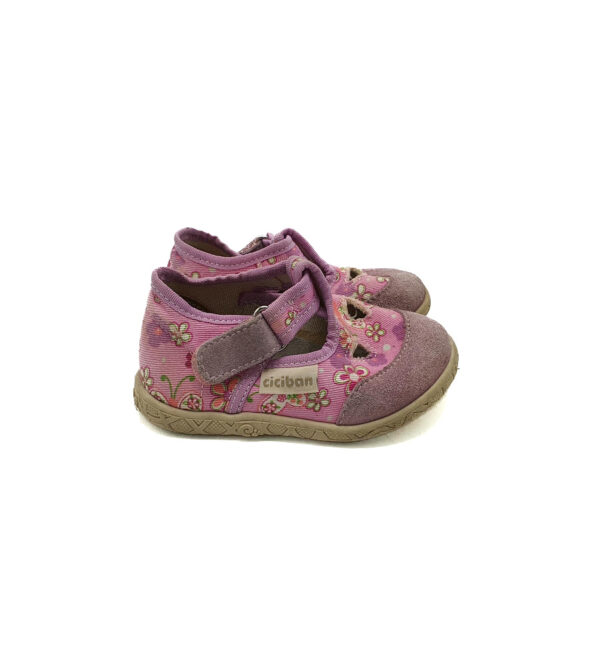 Sandale Ciciban 21 material textil , piele intoarsa , roz - imagine 1