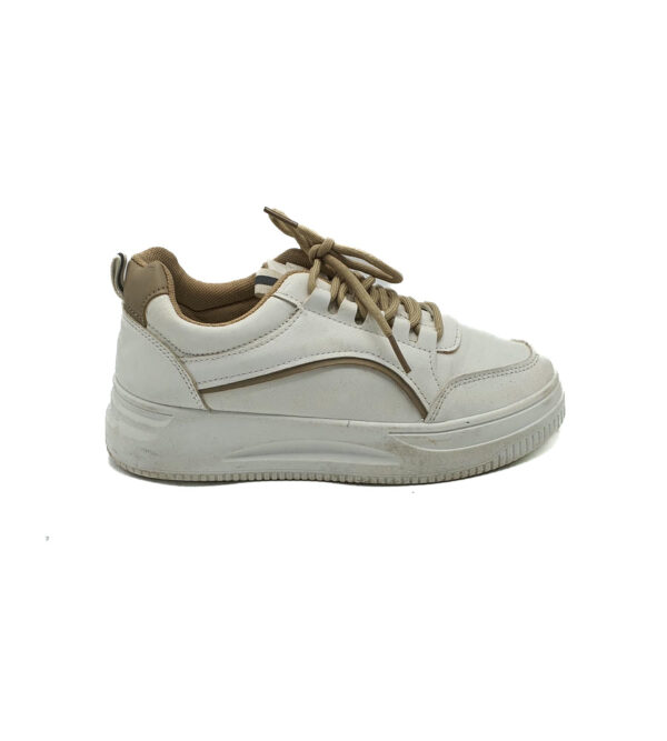 Adidasi dama 40 imitatie de piele , alb maro - imagine 1