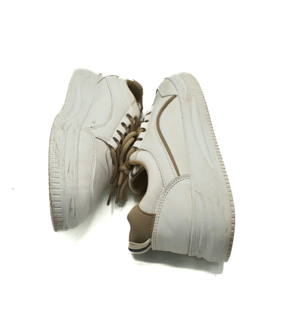 Adidasi dama 40 imitatie de piele , alb maro - imagine 3