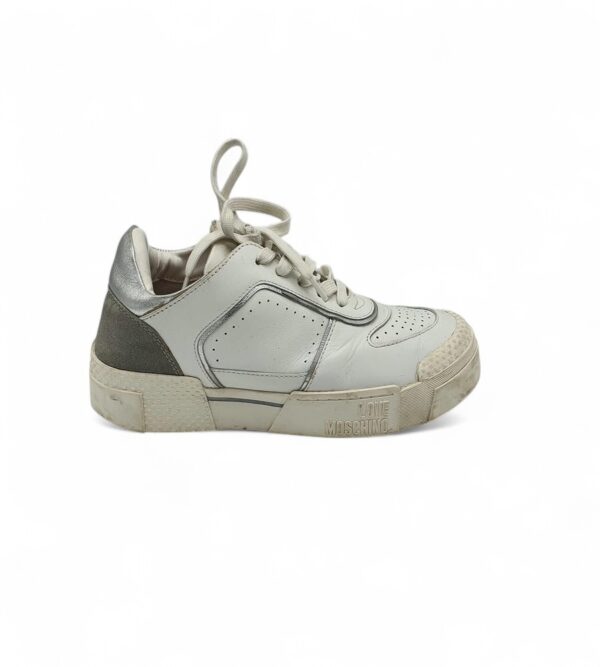 Adidasi dama Love Moschino 39 imitatie de piele , alb gri - imagine 1