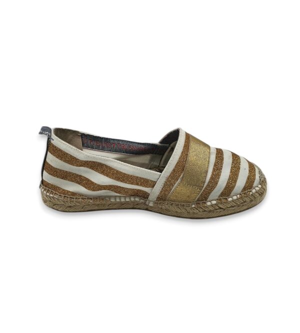 Espadrile dama Trussardi Jeans 39 material textil , alb auriu - imagine 1