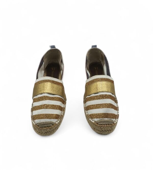 Espadrile dama Trussardi Jeans 39 material textil , alb auriu - imagine 3