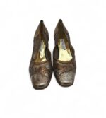 Pantofi dama Brunella 40.5 piele material textil maro auriu - imagine 3