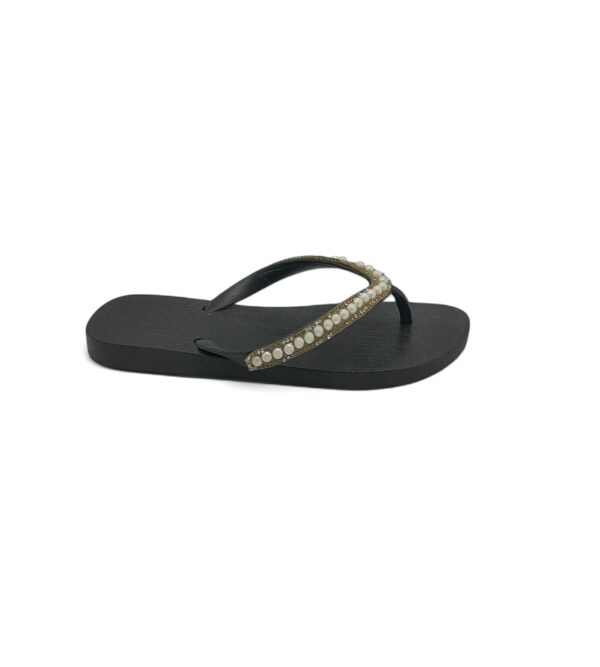 Slapi dama 37, alte materiale , negru auriu - imagine 1