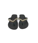 Slapi dama 37, alte materiale , negru auriu - imagine 3