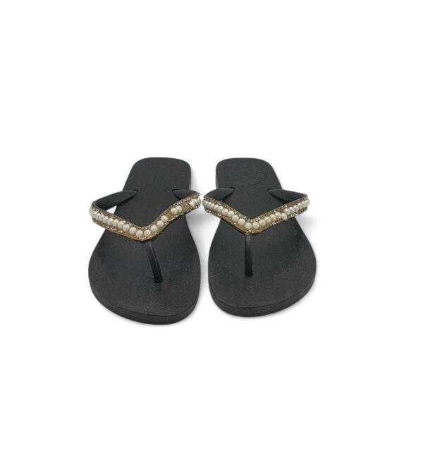 Slapi dama 37, alte materiale , negru auriu - imagine 3