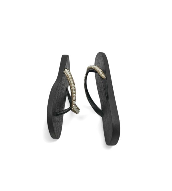 Slapi dama 37, alte materiale , negru auriu - imagine 4
