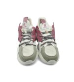 Adidasi dama Fashion, 39 imitatie de piele, material textil, alb gri roz - imagine 3