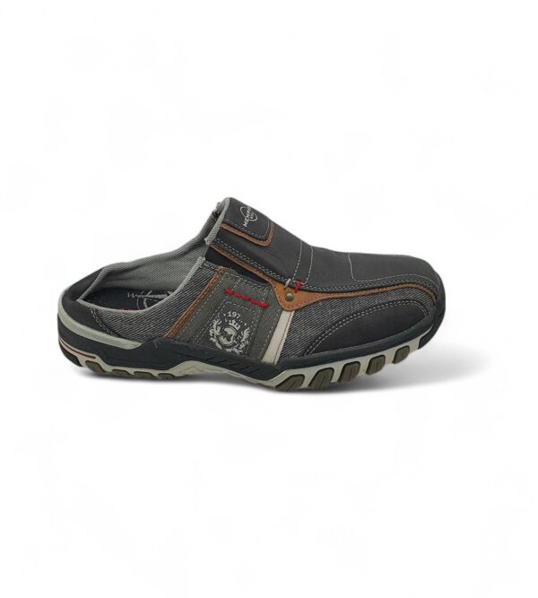 Saboti barbati Memphis, 43, imitatie de piele, material textil, gri - imagine 1