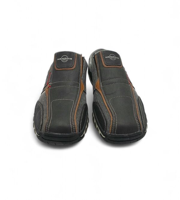 Saboti barbati Memphis, 43, imitatie de piele, material textil, gri - imagine 3