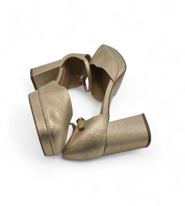 Sandale dama 42 imitatie de piele, crem auriu - imagine 4
