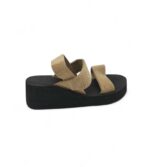 Sandale dama 41, material textil, crem