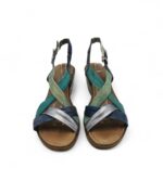 Sandale dama Paula Urban 40, material textil, piele, albastru, gri, verde - imagine 3