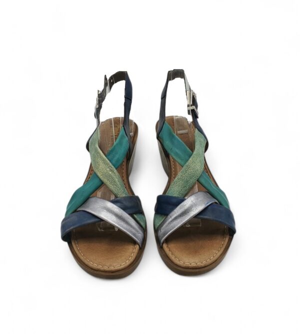 Sandale dama Paula Urban 40, material textil, piele, albastru, gri, verde - imagine 3