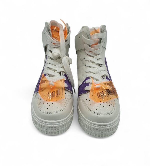 Adidasi dama Fashion 38, imitatie de piele, material textil, alb mov - imagine 2