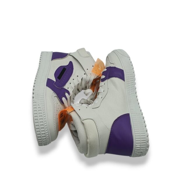 Adidasi dama Fashion 38, imitatie de piele, material textil, alb mov - imagine 3