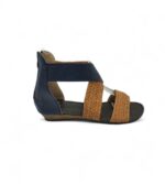 Sandale dama 38, imitatie de piele, albastru maro