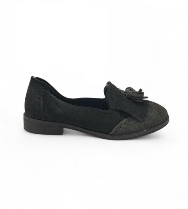 Mocasini dama Misu 38, piele intoarsa , negru - imagine 1